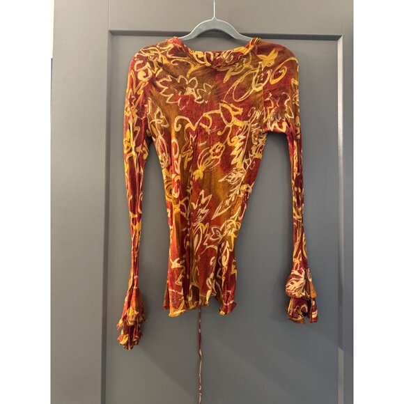 Vintage Rampage Long Sleeve Tie-Front Floral Print Top - Picture 2 of 5